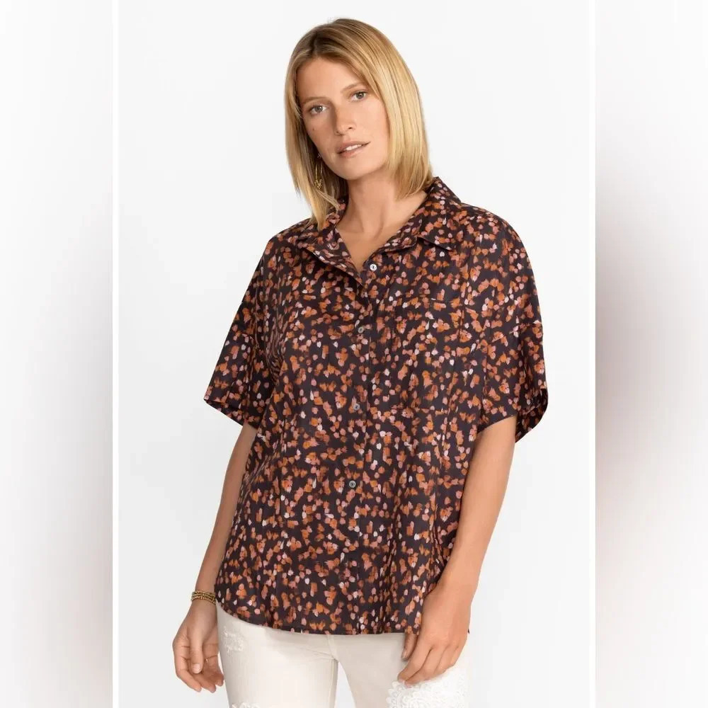CALME by JOHNNY WAS NWOT Short Sleeve Chest Pocket Shirt